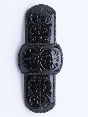 Art Deco Black Lacquer Mourning Bar Pin